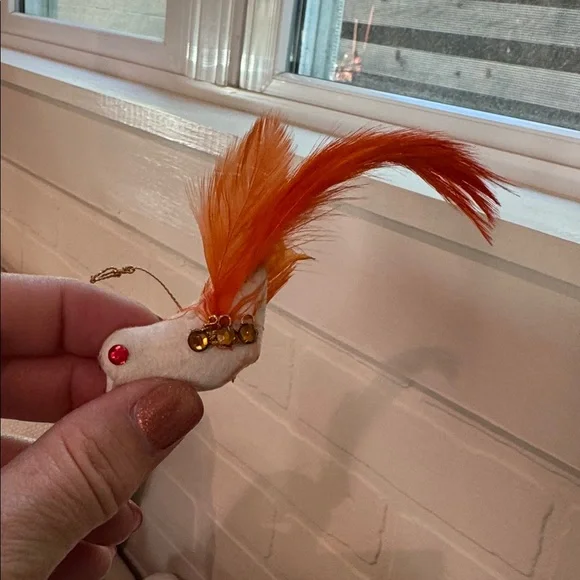 Vintage Orange and White Decorative Bird Ornaments - Picture 7 of 8